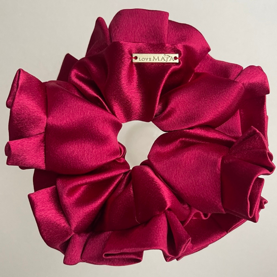 Oversized Red Silky Scrunchie