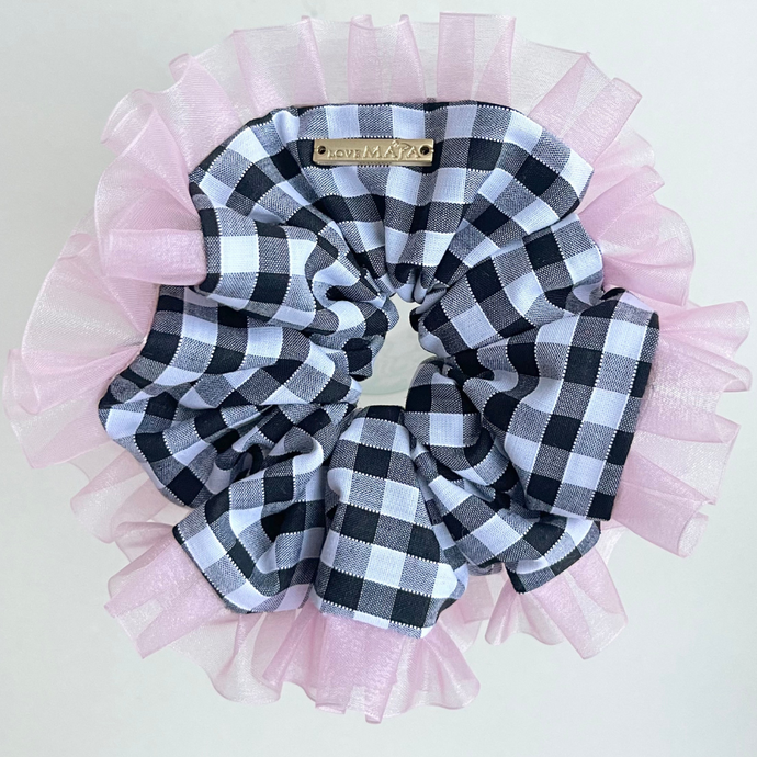 Oversized Black Gingham Scrunchie